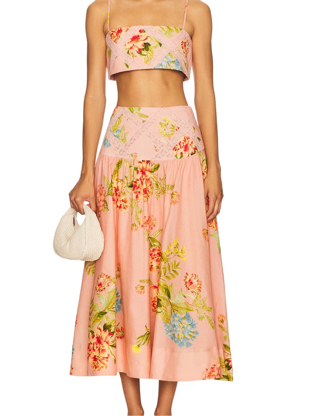 Floral Pink Top and Midi Skirt - Hemant & Nandita